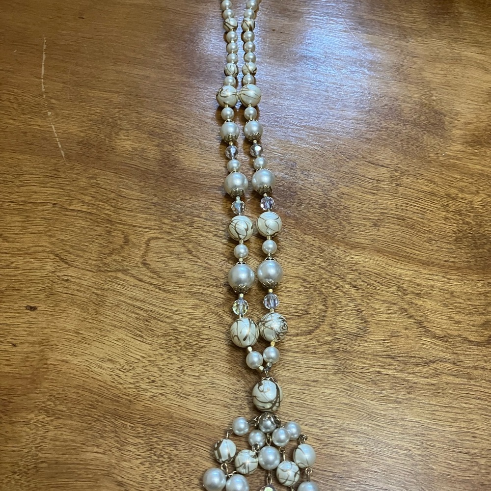 Vintage Pearl and Marble Beaded Necklace